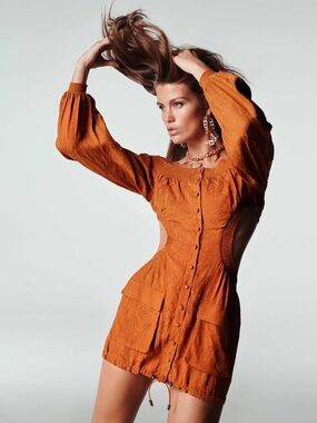DUNDAS X REVOLVE Lily Mini Dress in Toffee Brown